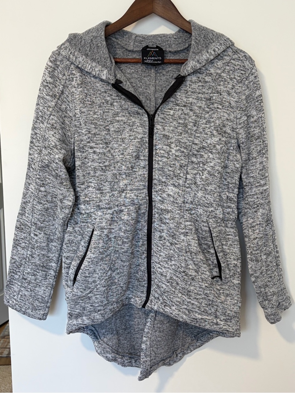 Elements Athleisure Marled Gray Hooded Zip Jacket Hoodie